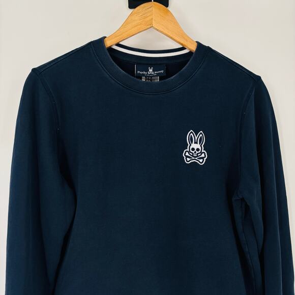 Psycho Bunny Sweatshirt Size Small Men’s Blue Pullover Crew Neck Double Sided - Picture 4 of 8